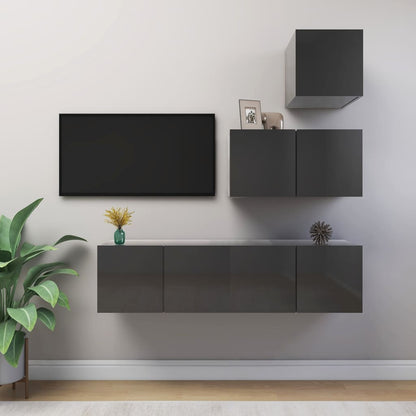 4Dílný Set Tv Skříněk Betonově Šedý Kompozitní Dřevo
