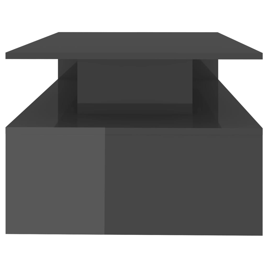 Konferenční Stolek Šedý Vysoký Lesk 90X60X42,5 Cm Dřevotříska