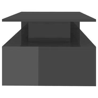 Konferenční Stolek Šedý Vysoký Lesk 90X60X42,5 Cm Dřevotříska