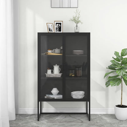 Komoda 80 X 35 X 135 Cm Ocel A Tvrzené Sklo