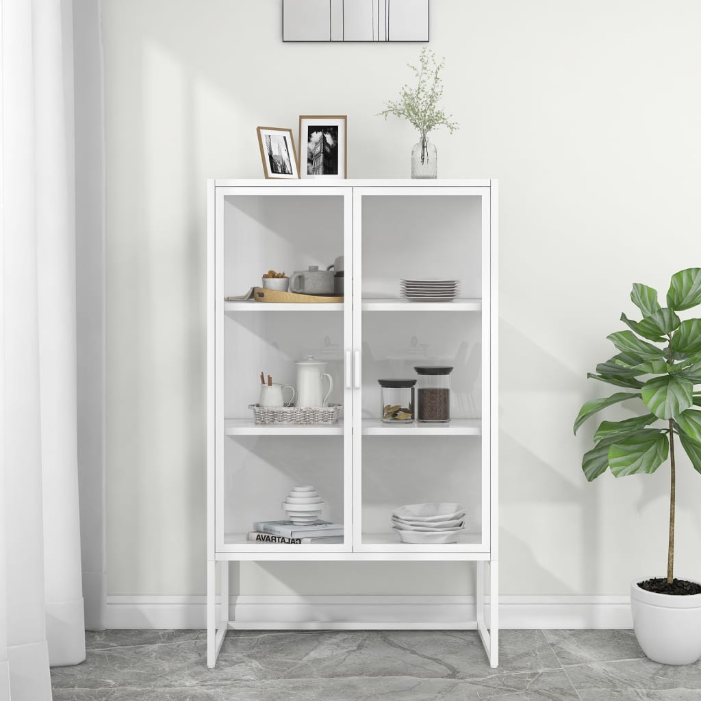 Komoda 80 X 35 X 135 Cm Ocel A Tvrzené Sklo