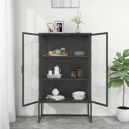 Komoda 80 X 35 X 135 Cm Ocel A Tvrzené Sklo