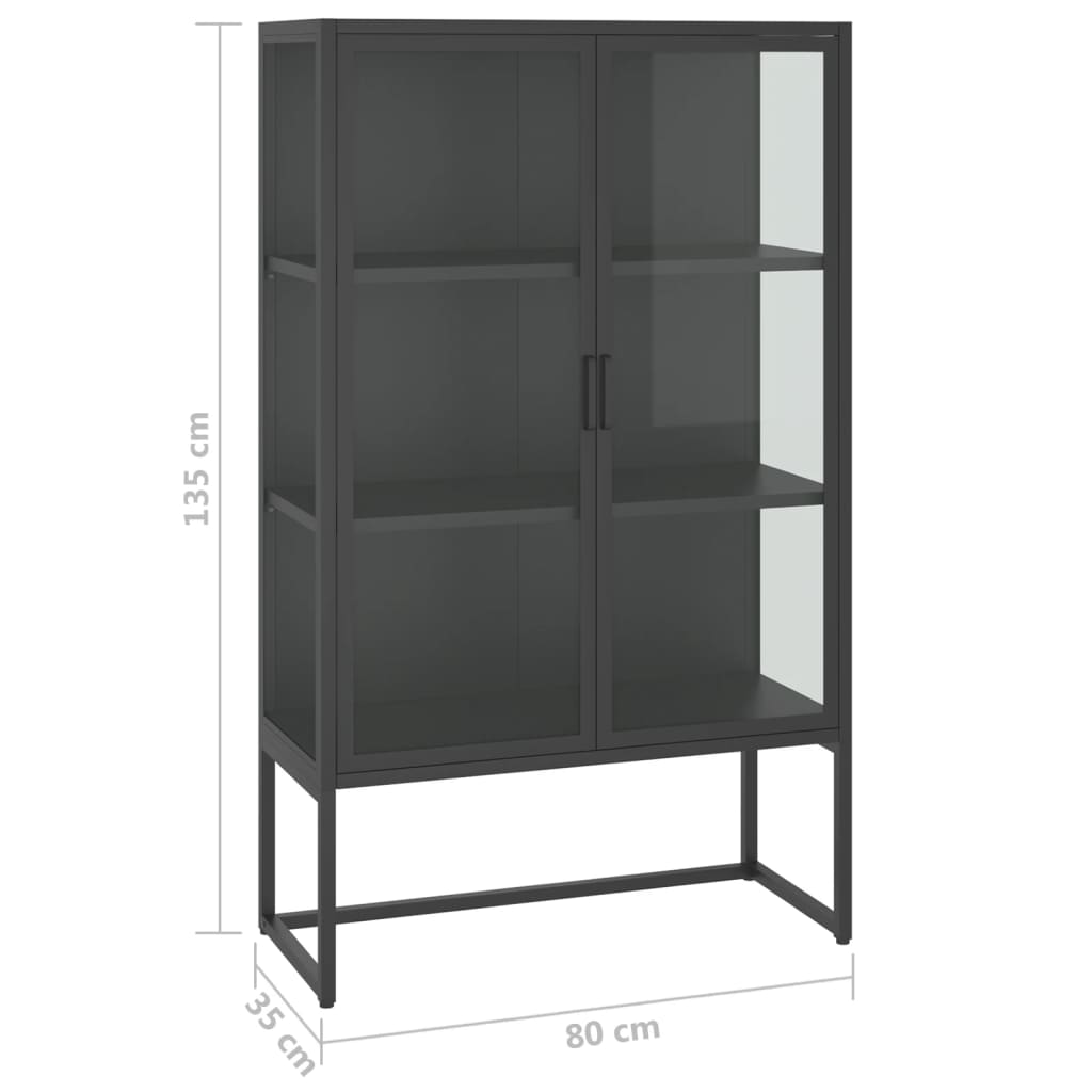 Komoda 80 X 35 X 135 Cm Ocel A Tvrzené Sklo