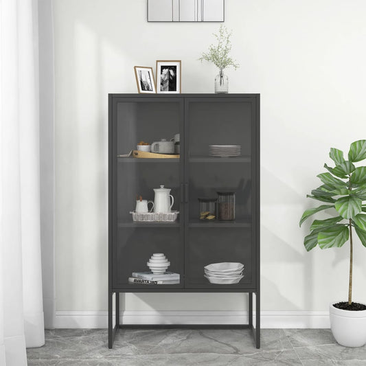 Komoda 80 X 35 X 135 Cm Ocel A Tvrzené Sklo