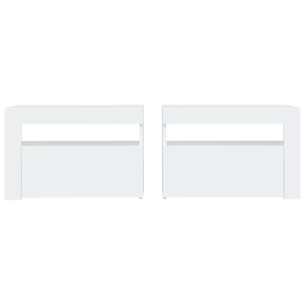 Noční Stolky 2 Ks S Led Osvětlením Bílé 60 X 35 X 40 Cm