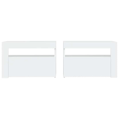 Noční Stolky 2 Ks S Led Osvětlením Bílé 60 X 35 X 40 Cm