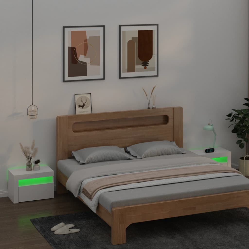 Noční Stolky 2 Ks S Led Osvětlením Bílé 60 X 35 X 40 Cm