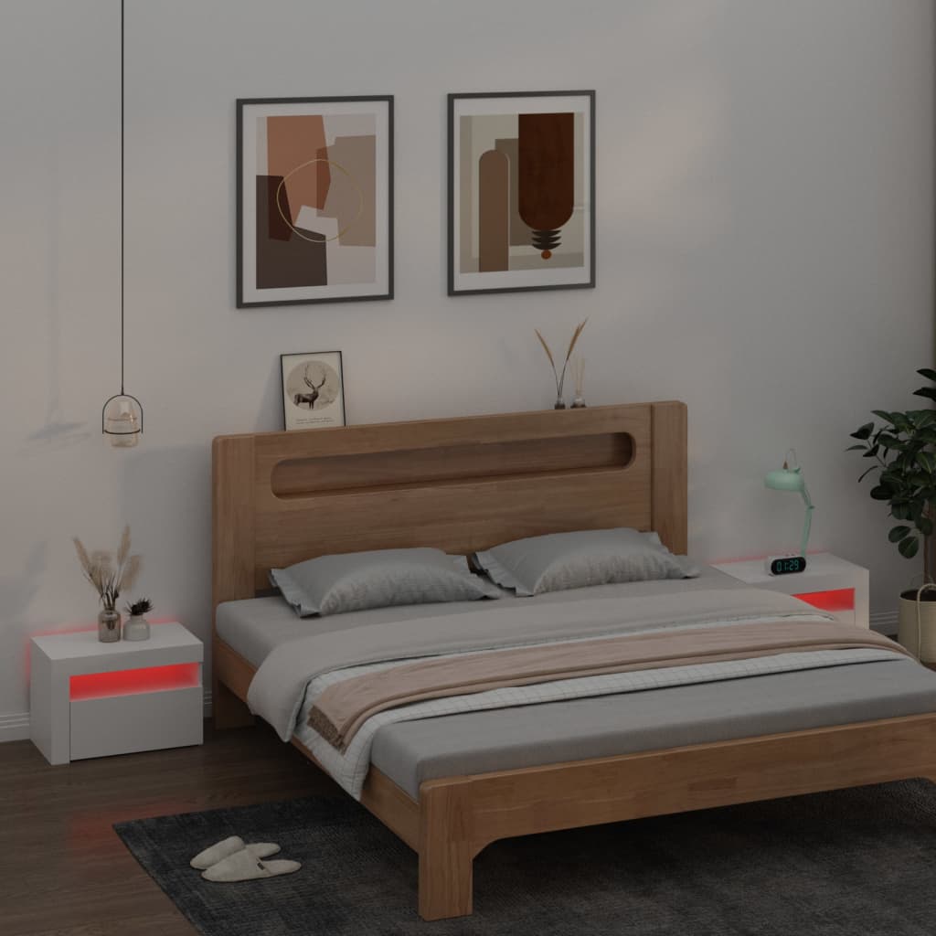 Noční Stolky 2 Ks S Led Osvětlením Bílé 60 X 35 X 40 Cm
