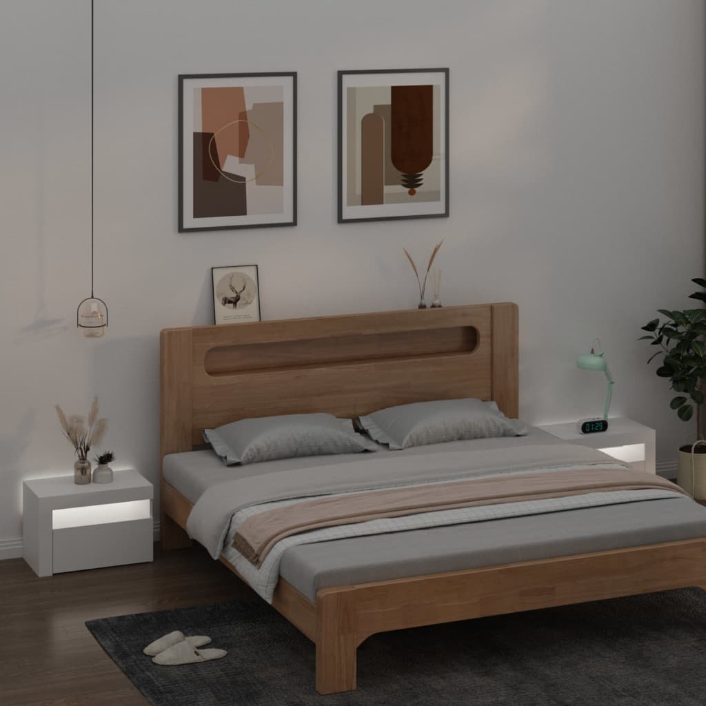 Noční Stolky 2 Ks S Led Osvětlením Bílé 60 X 35 X 40 Cm