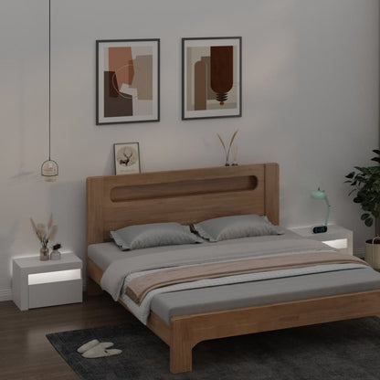 Noční Stolky 2 Ks S Led Osvětlením Bílé 60 X 35 X 40 Cm