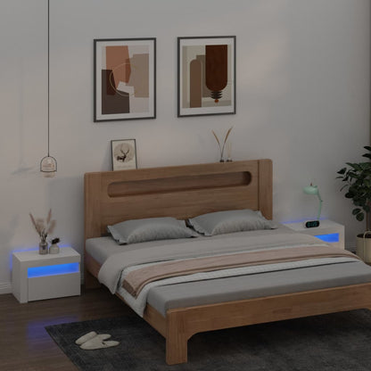 Noční Stolky 2 Ks S Led Osvětlením Bílé 60 X 35 X 40 Cm