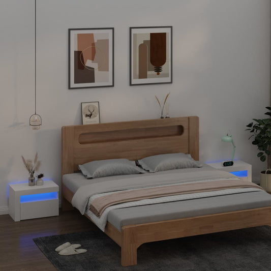 Noční Stolky 2 Ks S Led Osvětlením Bílé 60 X 35 X 40 Cm