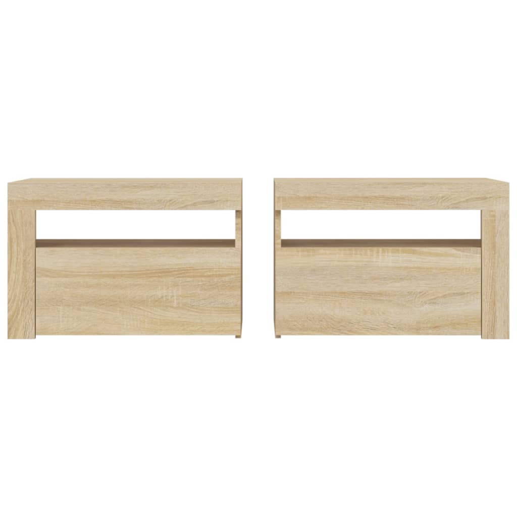Noční Stolky 2 Ks S Led Osvětlením Dub Sonoma 60 X 35 X 40 Cm