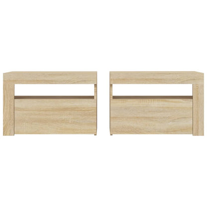 Noční Stolky 2 Ks S Led Osvětlením Dub Sonoma 60 X 35 X 40 Cm