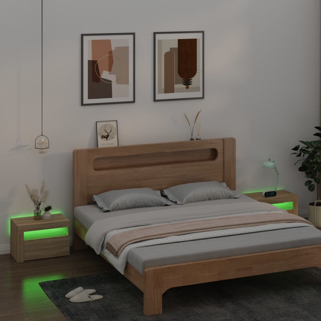 Noční Stolky 2 Ks S Led Osvětlením Dub Sonoma 60 X 35 X 40 Cm