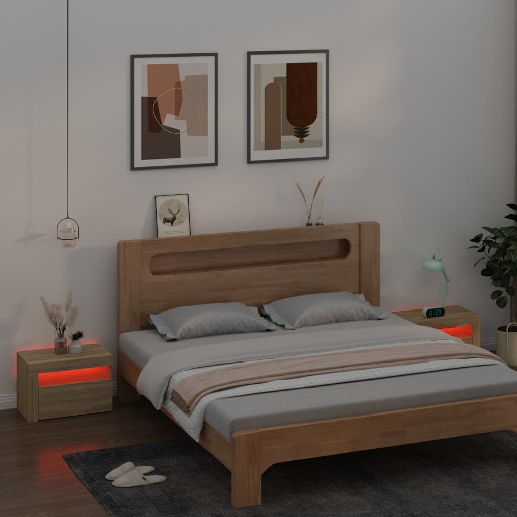 Noční Stolky 2 Ks S Led Osvětlením Dub Sonoma 60 X 35 X 40 Cm