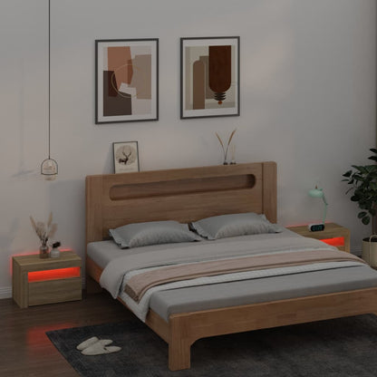 Noční Stolky 2 Ks S Led Osvětlením Dub Sonoma 60 X 35 X 40 Cm