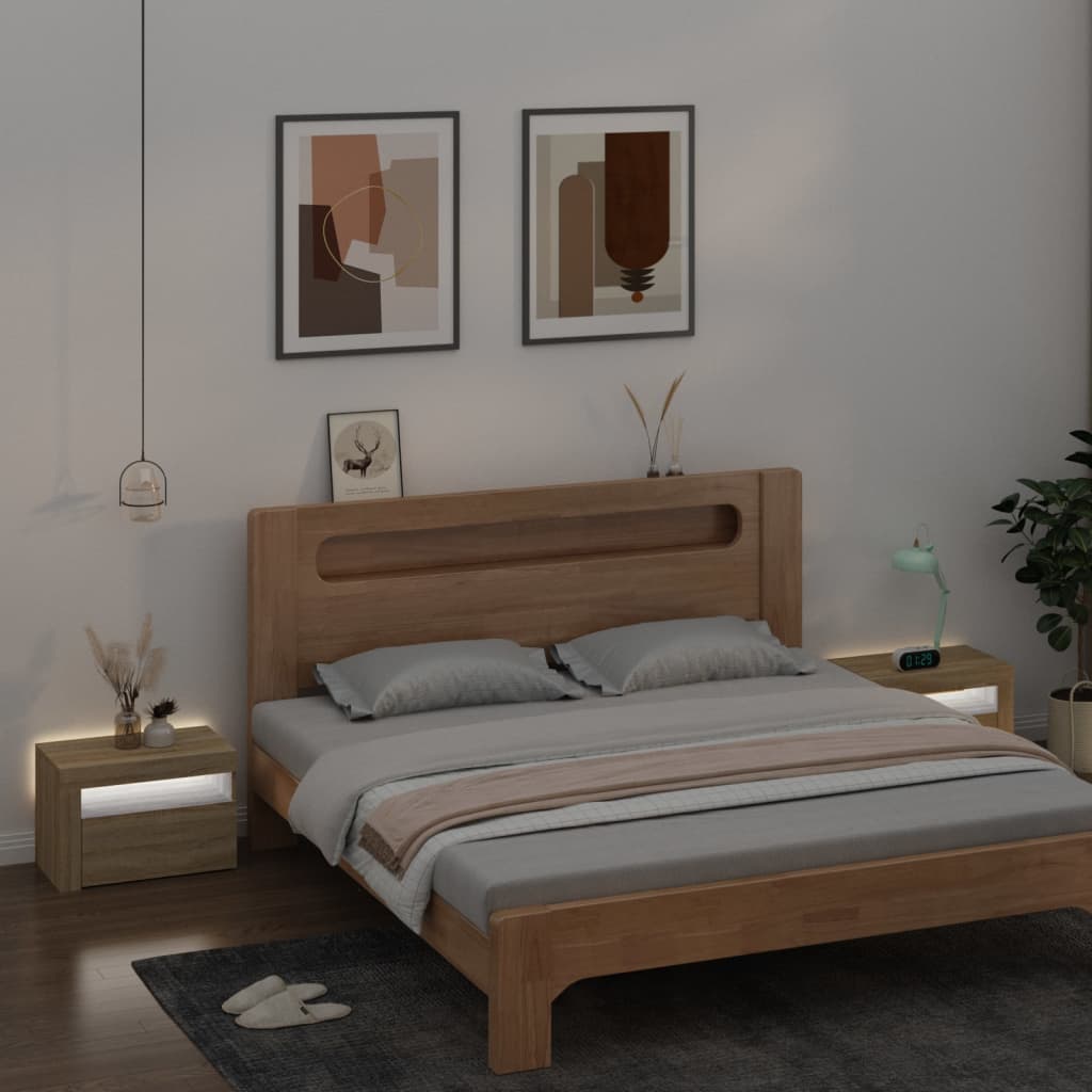Noční Stolky 2 Ks S Led Osvětlením Dub Sonoma 60 X 35 X 40 Cm