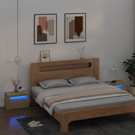 Noční Stolky 2 Ks S Led Osvětlením Dub Sonoma 60 X 35 X 40 Cm
