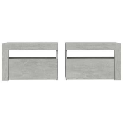 Noční Stolky 2 Ks S Led Osvětlením Betonově Šedé 60X35X40 Cm