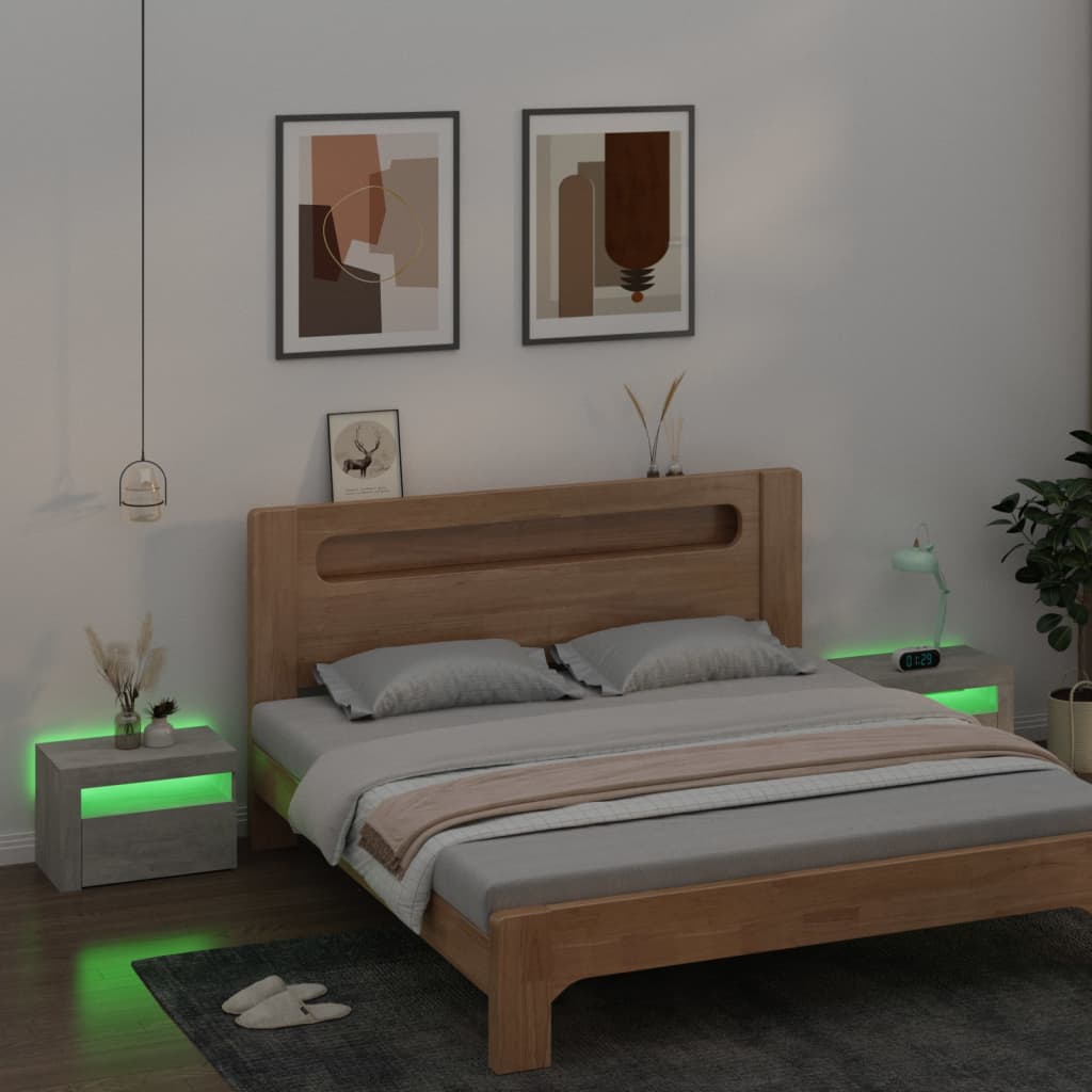 Noční Stolky 2 Ks S Led Osvětlením Betonově Šedé 60X35X40 Cm