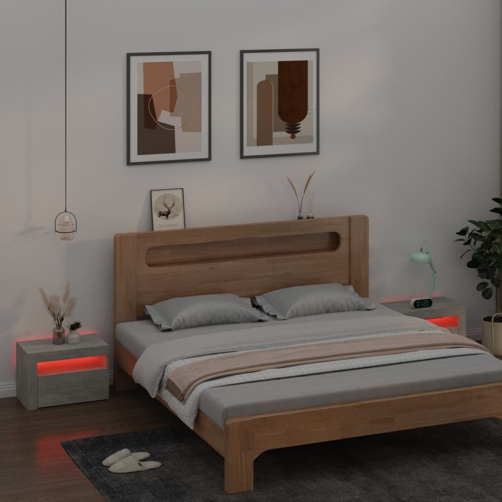 Noční Stolky 2 Ks S Led Osvětlením Betonově Šedé 60X35X40 Cm
