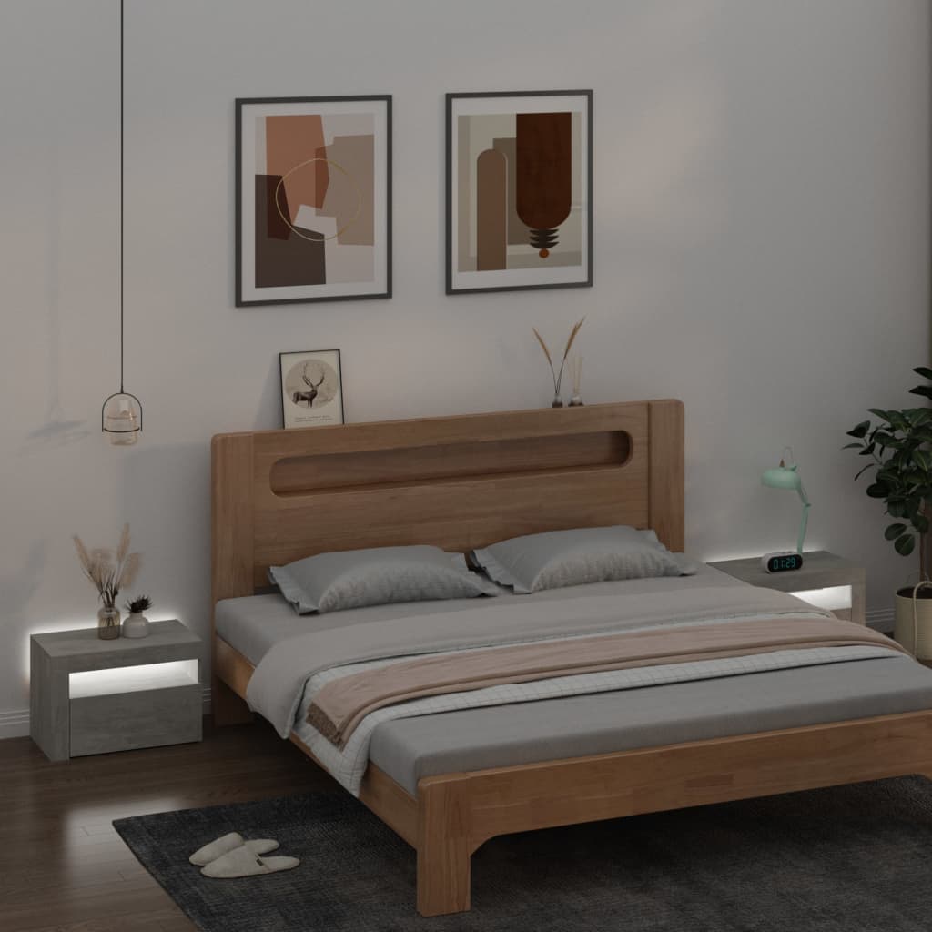 Noční Stolky 2 Ks S Led Osvětlením Betonově Šedé 60X35X40 Cm