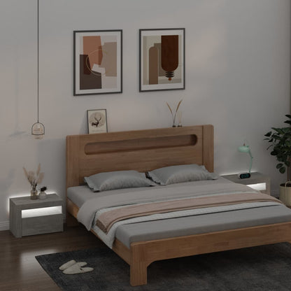 Noční Stolky 2 Ks S Led Osvětlením Betonově Šedé 60X35X40 Cm