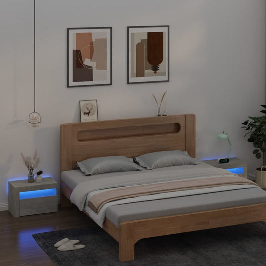 Noční Stolky 2 Ks S Led Osvětlením Betonově Šedé 60X35X40 Cm