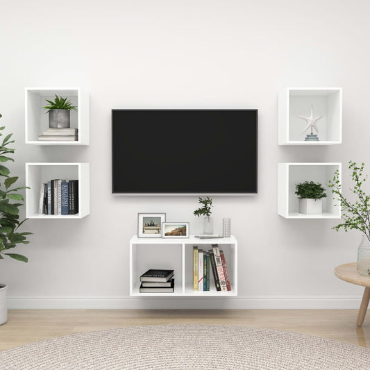 5Dílný Set Tv Skříněk Bílý Dřevotříska