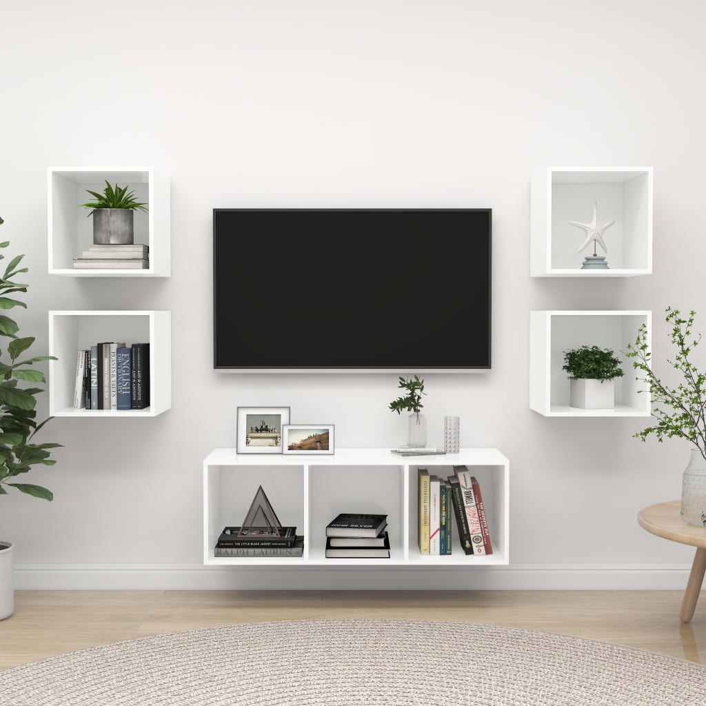 5Dílný Set Tv Skříněk Betonově Šedý Dřevotříska