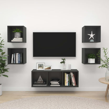 5Dílný Set Tv Skříněk Betonově Šedý Dřevotříska