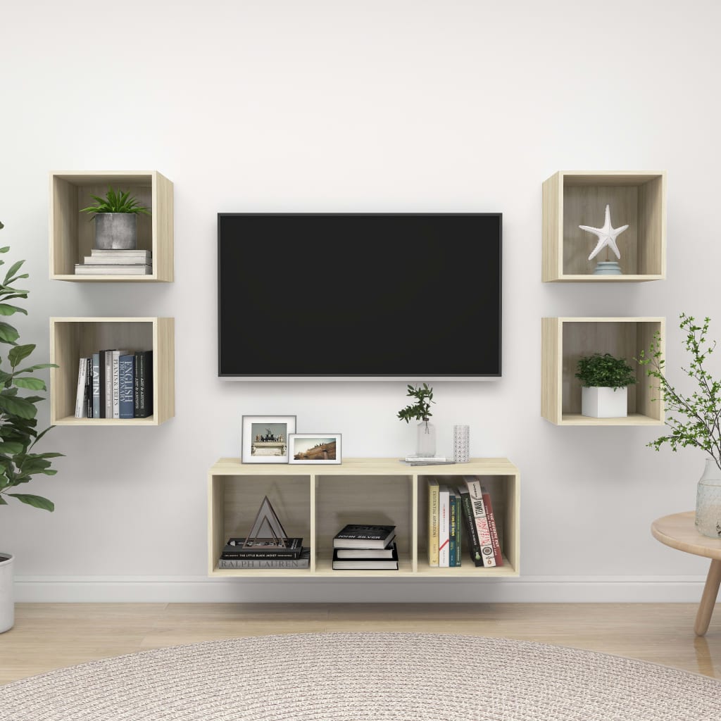 5Dílný Set Tv Skříněk Betonově Šedý Dřevotříska