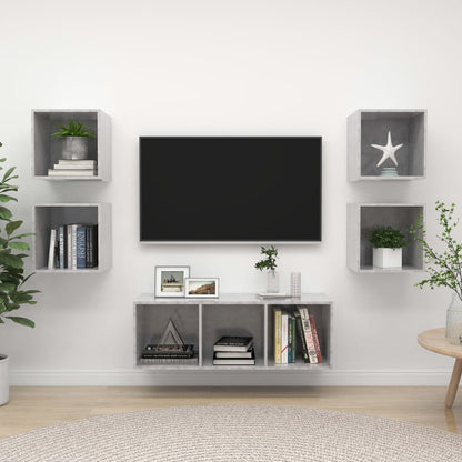 5Dílný Set Tv Skříněk Betonově Šedý Dřevotříska