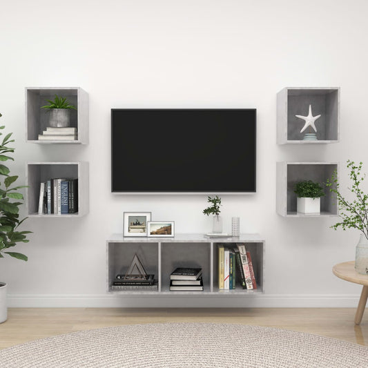 5Dílný Set Tv Skříněk Betonově Šedý Dřevotříska