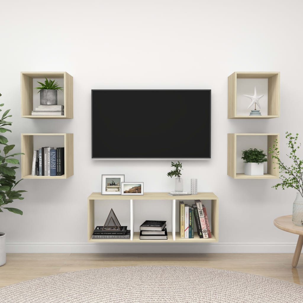 5Dílný Set Tv Skříněk Betonově Šedý Dřevotříska