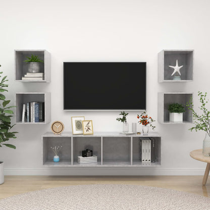 5Dílný Set Tv Skříněk Bílý Dřevotříska