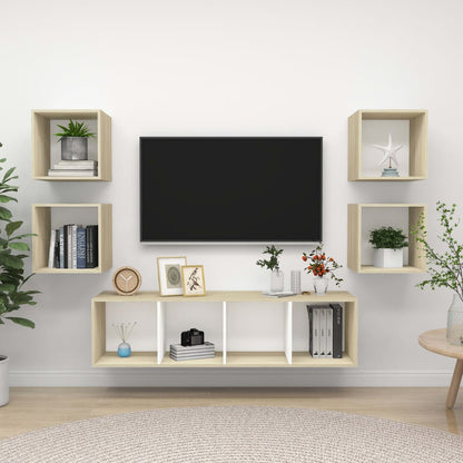 5Dílný Set Tv Skříněk Bílý Dřevotříska