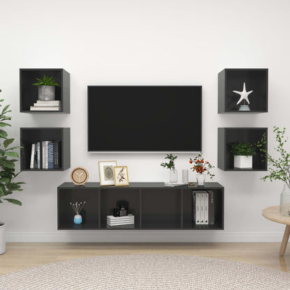 5Dílný Set Tv Skříněk Bílý Dřevotříska