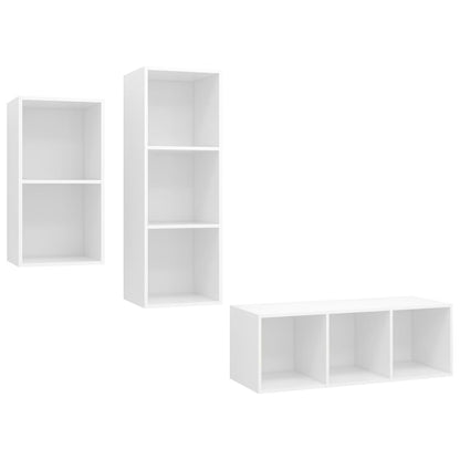 3Dílný Set Tv Skříněk Bílý Dřevotříska
