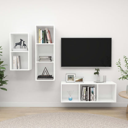 3Dílný Set Tv Skříněk Bílý Dřevotříska