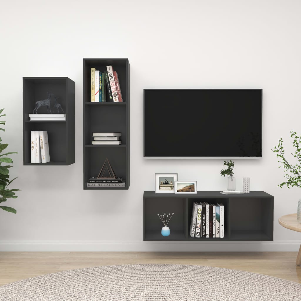 3Dílný Set Tv Skříněk Bílý Dřevotříska
