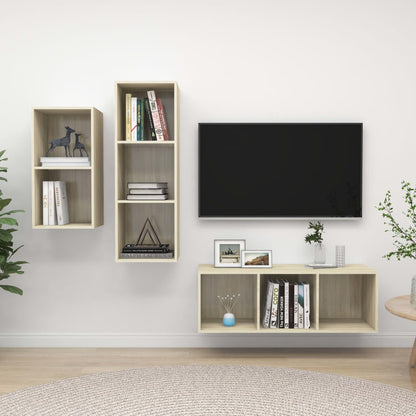 3Dílný Set Tv Skříněk Bílý Dřevotříska