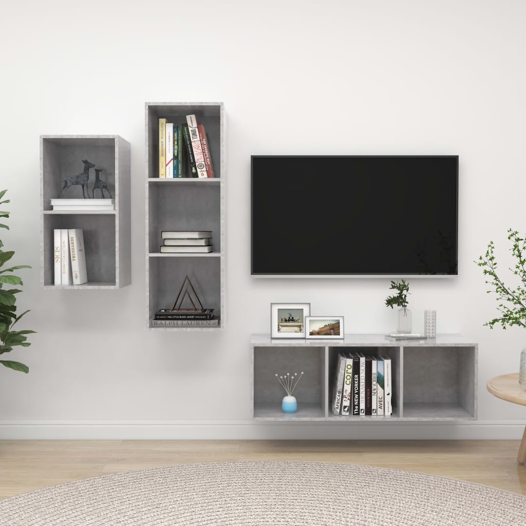 3Dílný Set Tv Skříněk Bílý Dřevotříska
