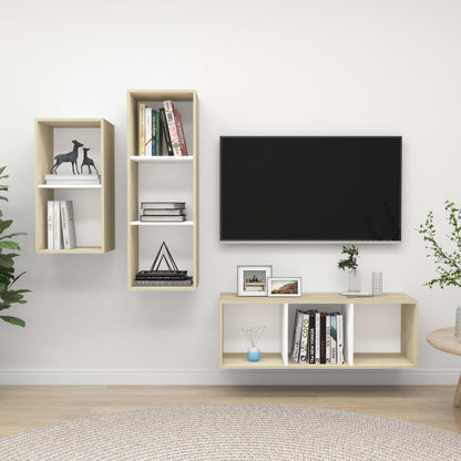 3Dílný Set Tv Skříněk Bílý Dřevotříska