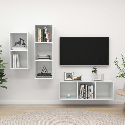 3Dílný Set Tv Skříněk Bílý Dřevotříska