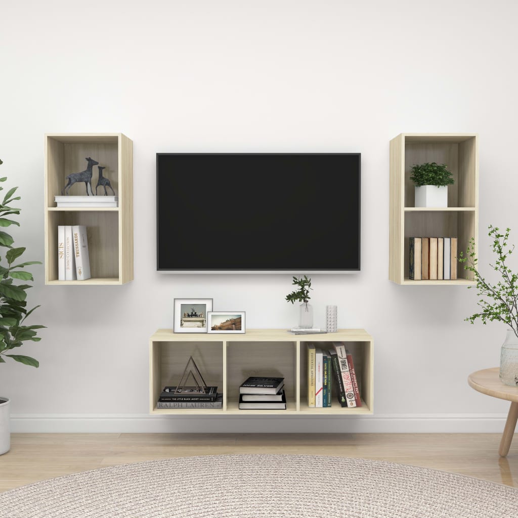 Tv Skříňky 3 Ks Bílé Dřevotříska