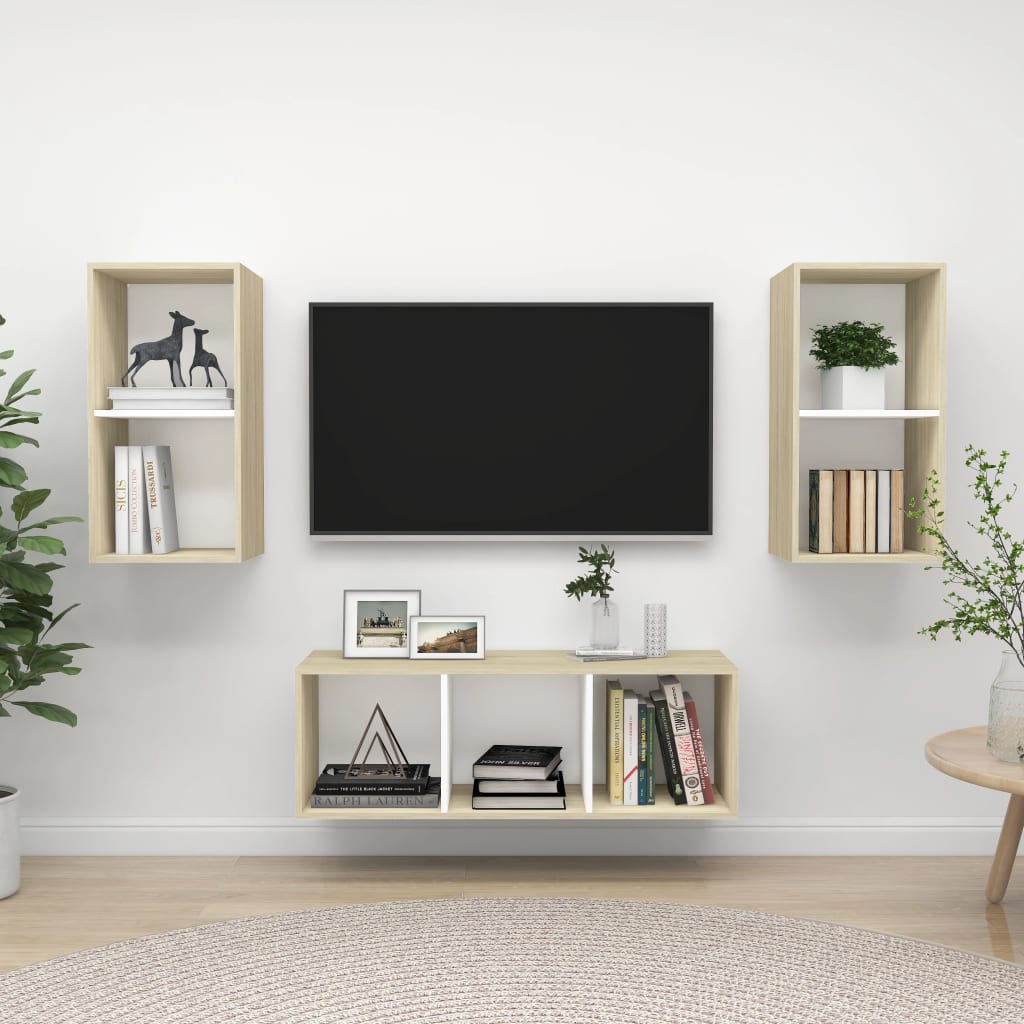 Tv Skříňky 3 Ks Bílé Dřevotříska