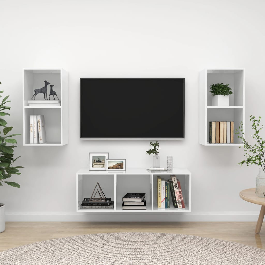 Tv Skříňky 3 Ks Bílé Dřevotříska