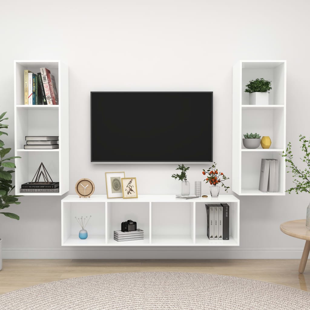 Tv Skříňky 3 Ks Bílé Dřevotříska